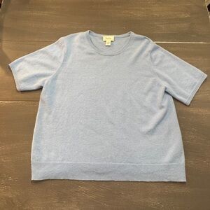 Neiman Marcus Cashmere Light Blue Short Sleeve Sweater Size 2X